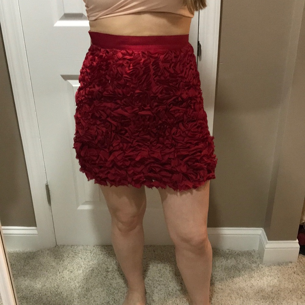 Impulse Red 3-D floral skirt